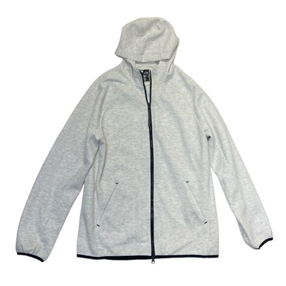 Russell Fusion Knit Full Zip Hoodie light heather gray black jacket Size Medium - Picture 1 of 8